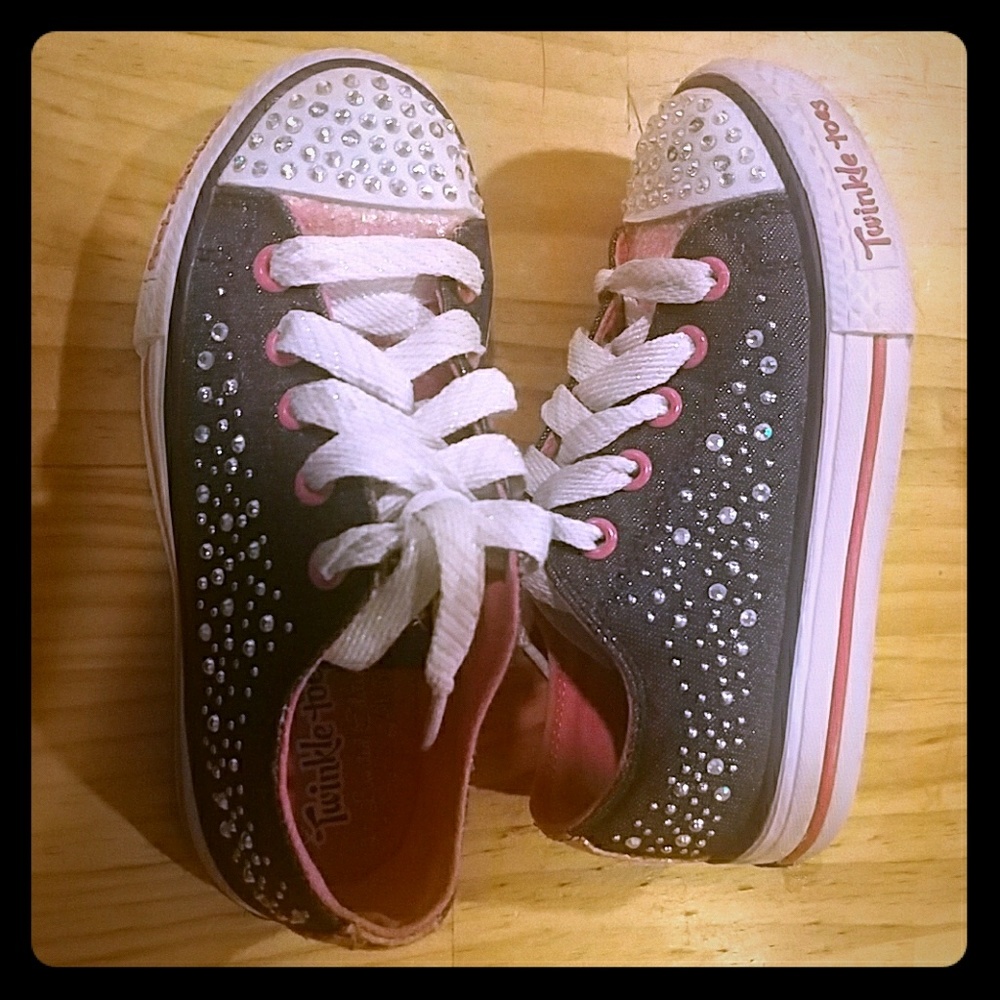 Toddler Girls Pink & Denim Sketchers Twinkletoes